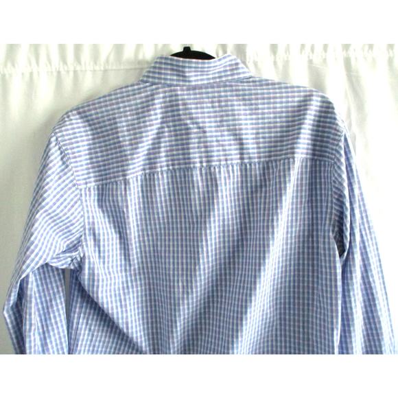 Kenneth Cole Reaction Men's Long Sleeve Blue Checked Button Down Shirt Size 15 - Picture 5 of 10
